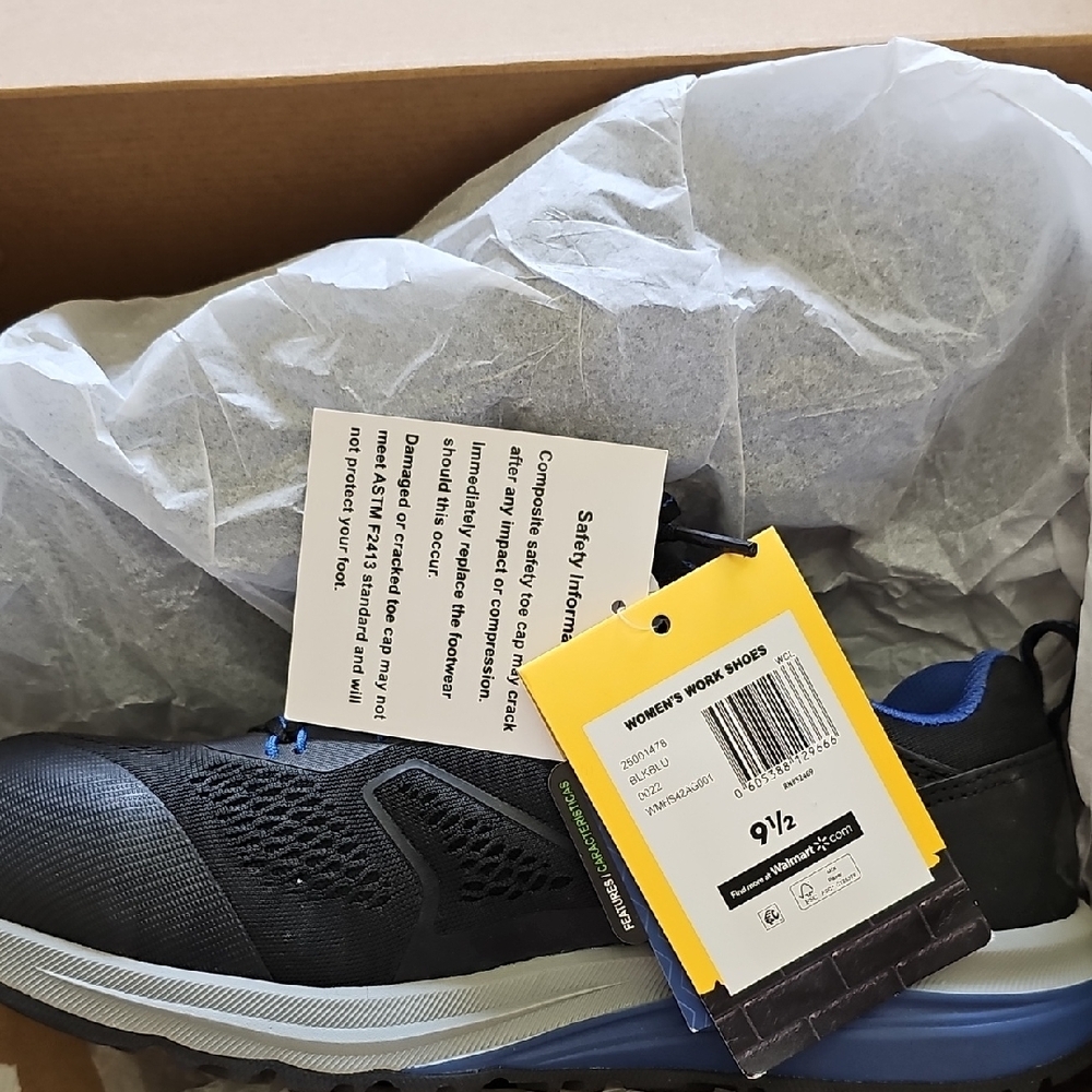 Women's Black and Blue Work Shoes